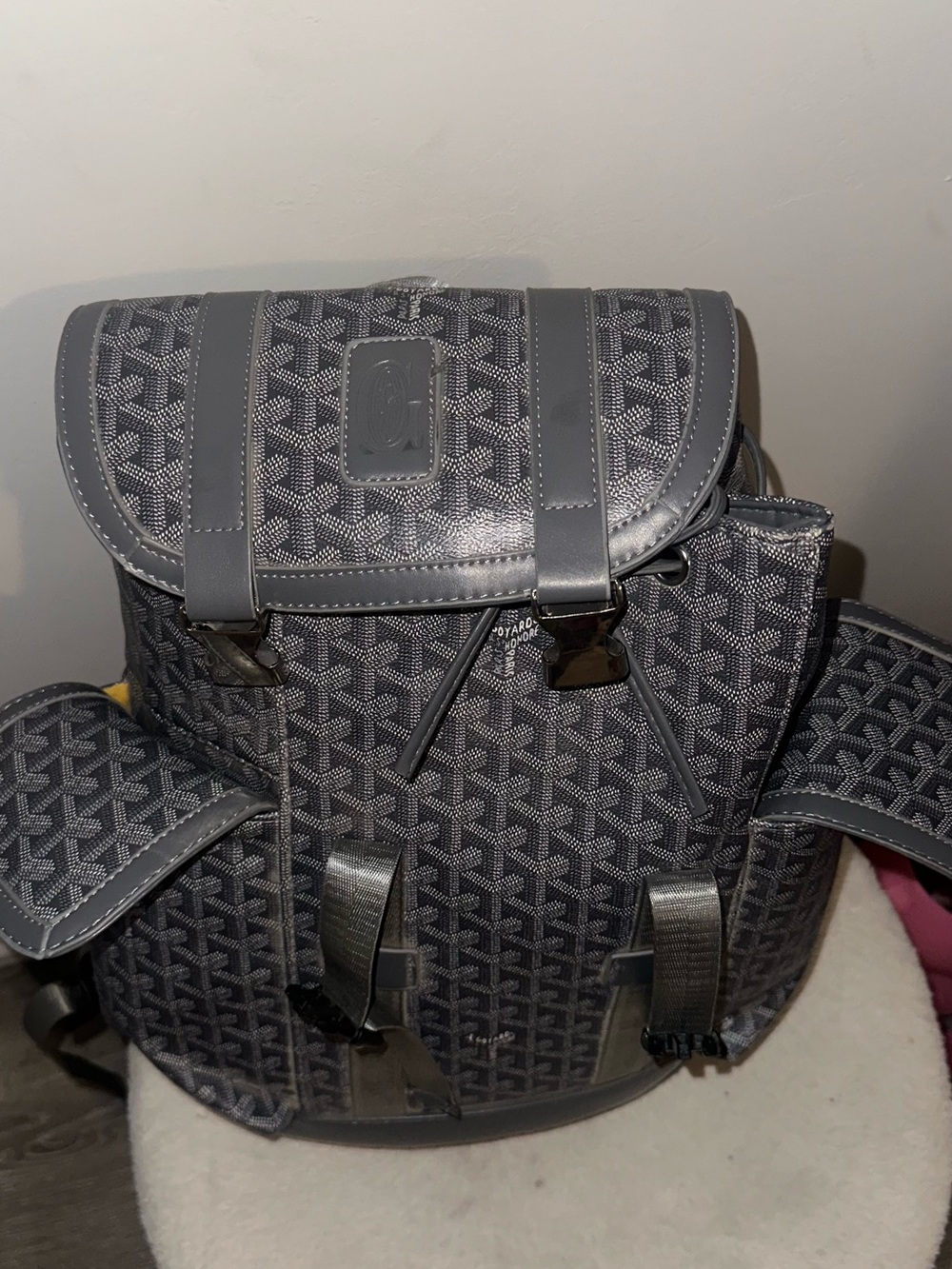 Goyard Gray Patterned Canvas Backpack
